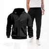 2025 Men's Plus Size Hooded Zip-Up Sports Hoodie & Jogger Set for Autumn/Winter