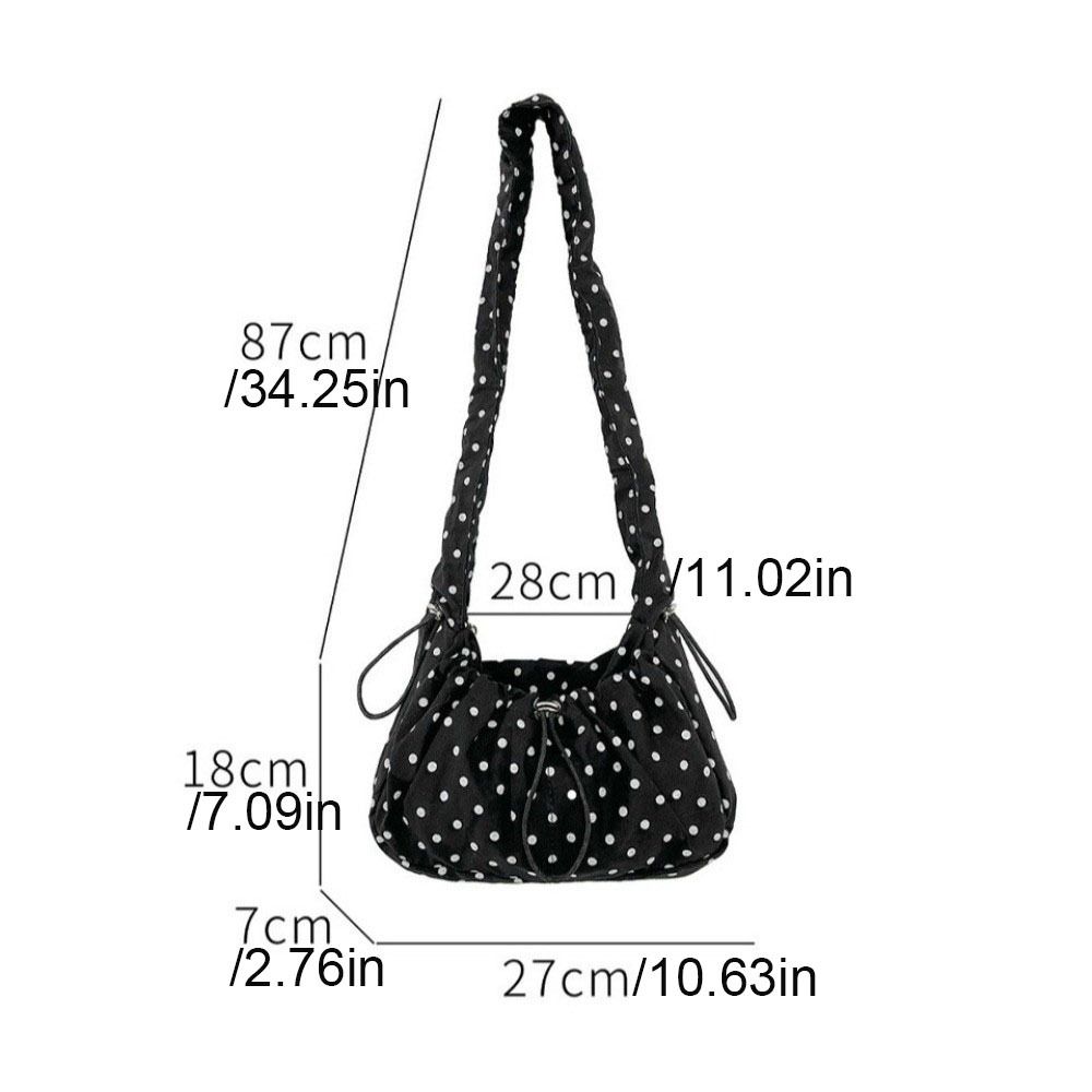 Korean Style Drawstring Shoulder Bag Versatile Pleated Strap Tote Bag Travel