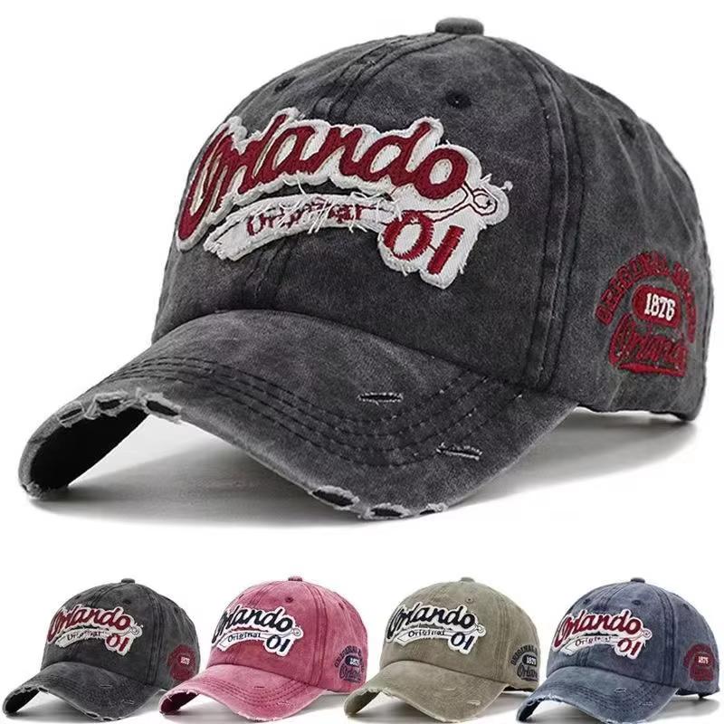 2025 New Fashionable Washed Orlando 01 Embroidered Baseball Hat Men's Sports Hip Hop Hat Women's Leisure Outdoor Sunscreen Hat