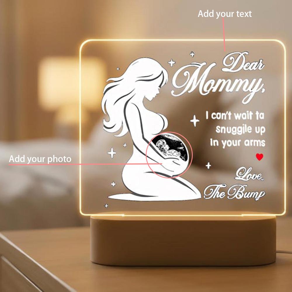 Custom Baby Photo Night Light Personalized Baby Ultrasound LED Light Soft Eye Caring Bedside Lamp Pregnancy Announcement Gift