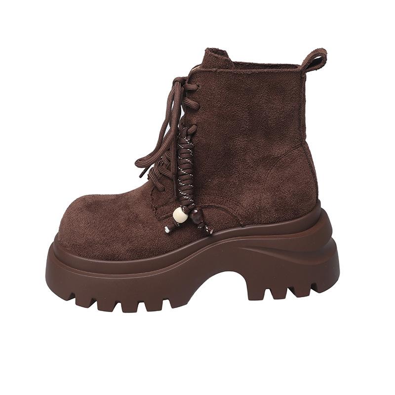 2025 new autumn and winter matte Martin boots star with the same versatile lace-up fashion foreign casual women's shoes