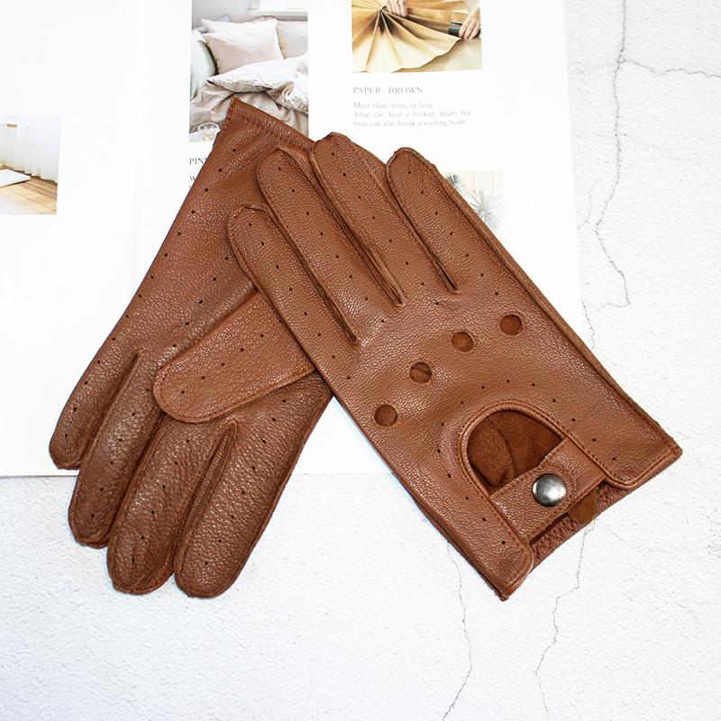 Leather Deerskin Driver Gloves Men's Summer and Autumn Single-Layer Thin Section Outdoor Riding Full-Finger Motorcycle Gloves