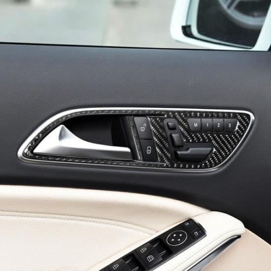 5Pcs Carbon Fiber Interior Door Handle Cover Trim For Mercedes Benz CLA GLA