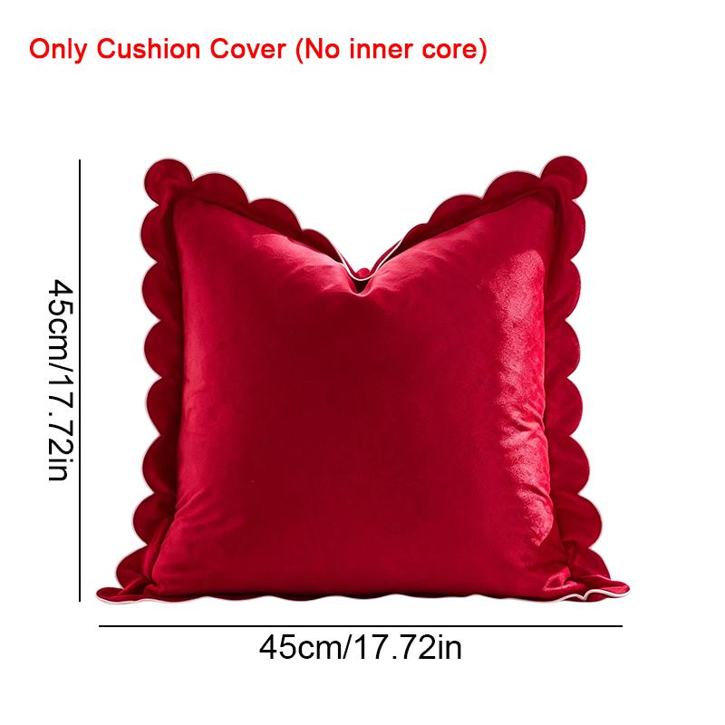 1PC Case Soft Accent Cozy Sham Elegant Cushion Cover Ruffled Pillow Solid Scalloped Edge Multiple colors