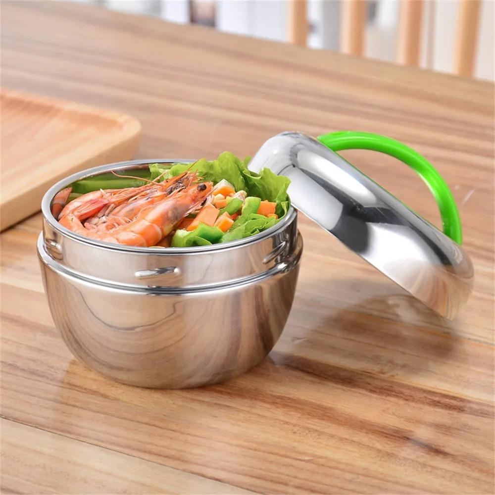 Double Layer Stainless Steel Thermal Lunch Box Anti-scalding Food Storage Box  Worker