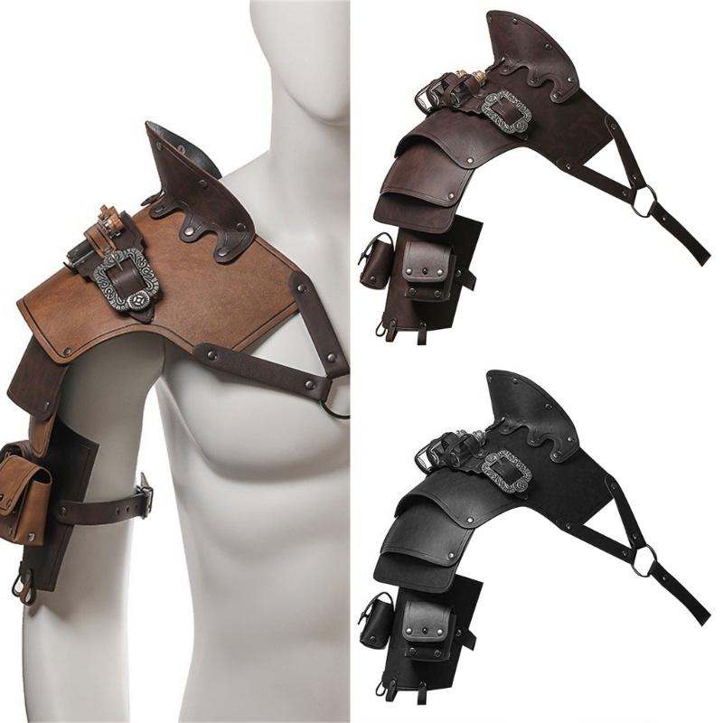 Vikinges Faux Leather Single Pauldron Shoulder Armour,Medieval Knight Shoulder Armour for LARP/Cosplay