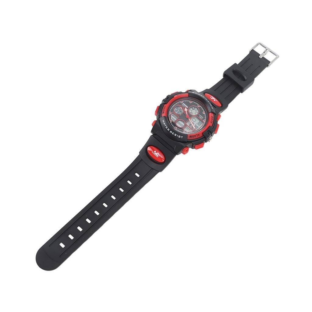 Children Digital Watch Waterproof Dual Movement Multifunctional Soft PU Strap LED Watch
