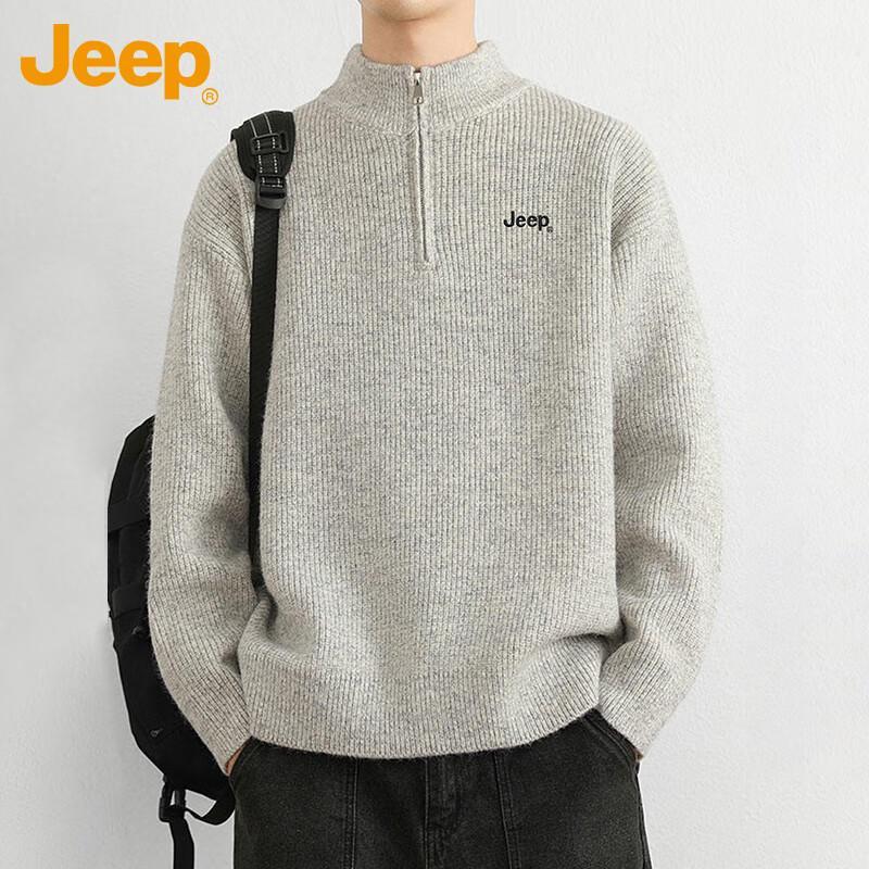 JEEP Men's Winter Thickened Half-Zip Knit Sweater