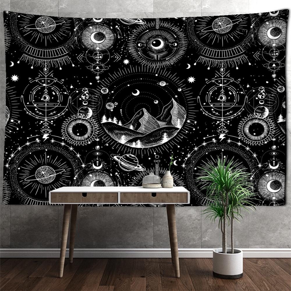 Sonne Tarot Wandteppich Hängen Mandala Schwarz Und Weiß Hexerei Science Fiction Bohemian TAPIZ Zimmer Home Decor