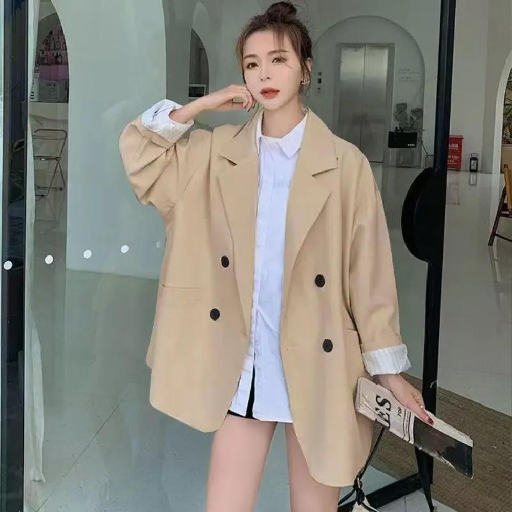Oversize Blazers Women Long Sleeve Black Suit Streetwear Loose Jacket Spring Autumn Coat Double-breasted