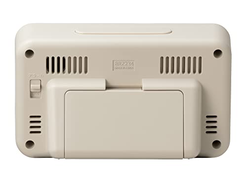 RHYTHM FitWave Alarm Clock, Radio-Controlled, Electronic Alarm (with Snooze), Thermometer, Hygrometer, Calendar, Beige, 7.8 x 12 x 5.4 cm, D234, 8RZ23