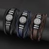 New Style Vintage Braided Rope Bracelet with Premium Metal Magnetic Buckle Compass Mens Fashion Jewelry