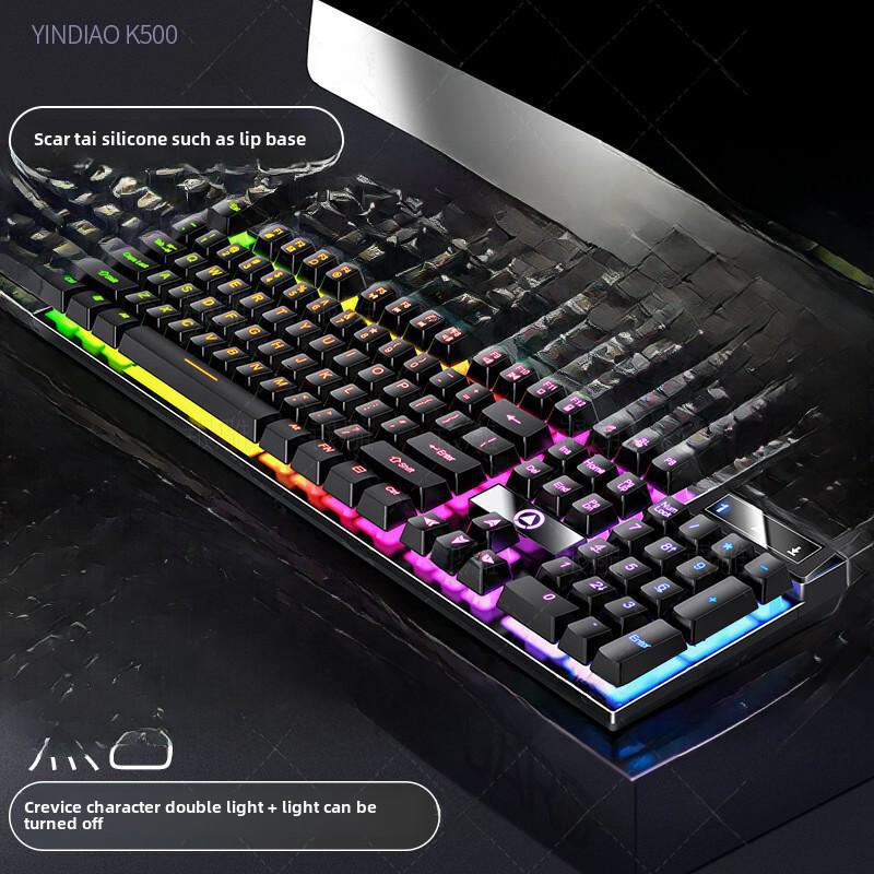 

Проводная игровая клавиатура розового и серебристого цвета с цветной подсветкой - механическое ощущение для настольных компьютеров null чёрный