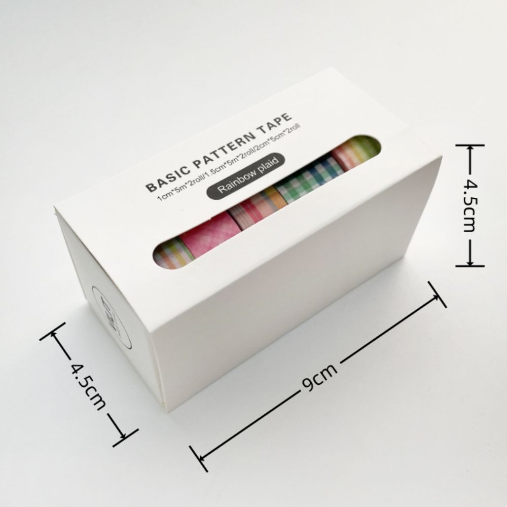 6Rolls/box Kawaii 6 Colors Plaid Washi Tape DIY Handbook Wrapping Paper Stickers