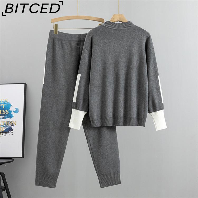 BITCED Plus-size Fashionable and Elegant Women's Spring and Autumn Casual Knitted Two-piece Set