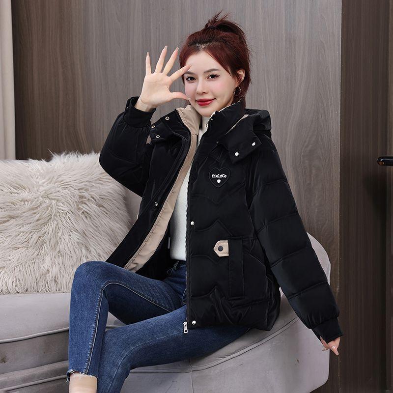Winter Thickened Short Bread Coat Women's Hooded  Jacket with Cotton Padding Outwear