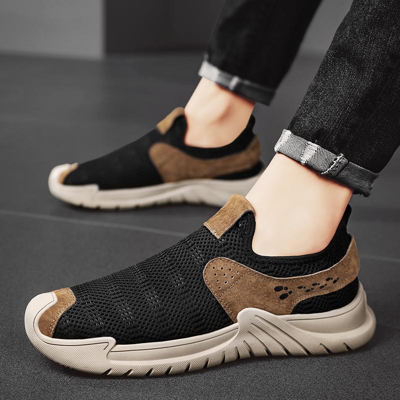 Fashion New Brand Design Men Casual Shoes Breathable Mesh Shoes Soft Sole Slip-On Sneakers Running Shoe Male Loafers Walking Footwear