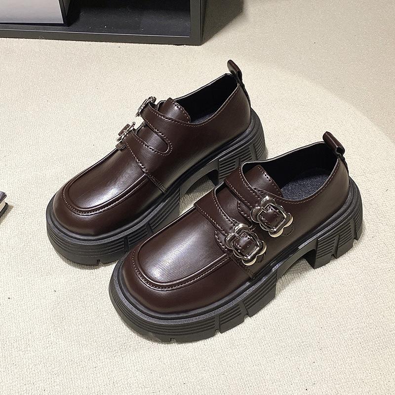 Damen-Loafer im britischen Stil 2025 Frühling und Herbst neu dicker Absatz Plateau Retro-Mode kleine Mary Janes kleine Lederschuhe