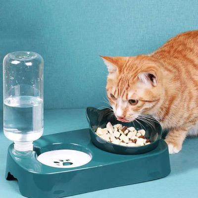 Tigela para cachorro de estimação, alimentador automático, tigela para comida de gato com bebedouro, suporte elevado, tigelas para comida e água para gatos