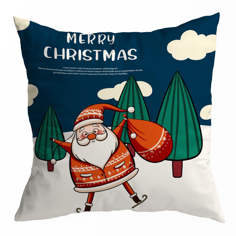Christmas Pillowcase Cartoon Santa Claus Home Sofa Car Cushion Printed Pillowcase