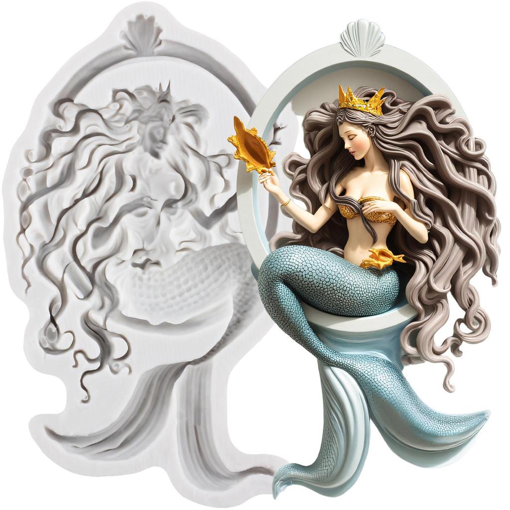 Mermaid Silicone Molds Mermaid Princess Fondant Mold Cake Decorating Tools Cupcake Topper Candy Chocolate Gumpaste Mold