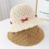 South Korea's New Hollow Bow Female Sweet and Cute Spring and Summer Outdoor Outing Seaside Fisherman Hat Breathable Flowers