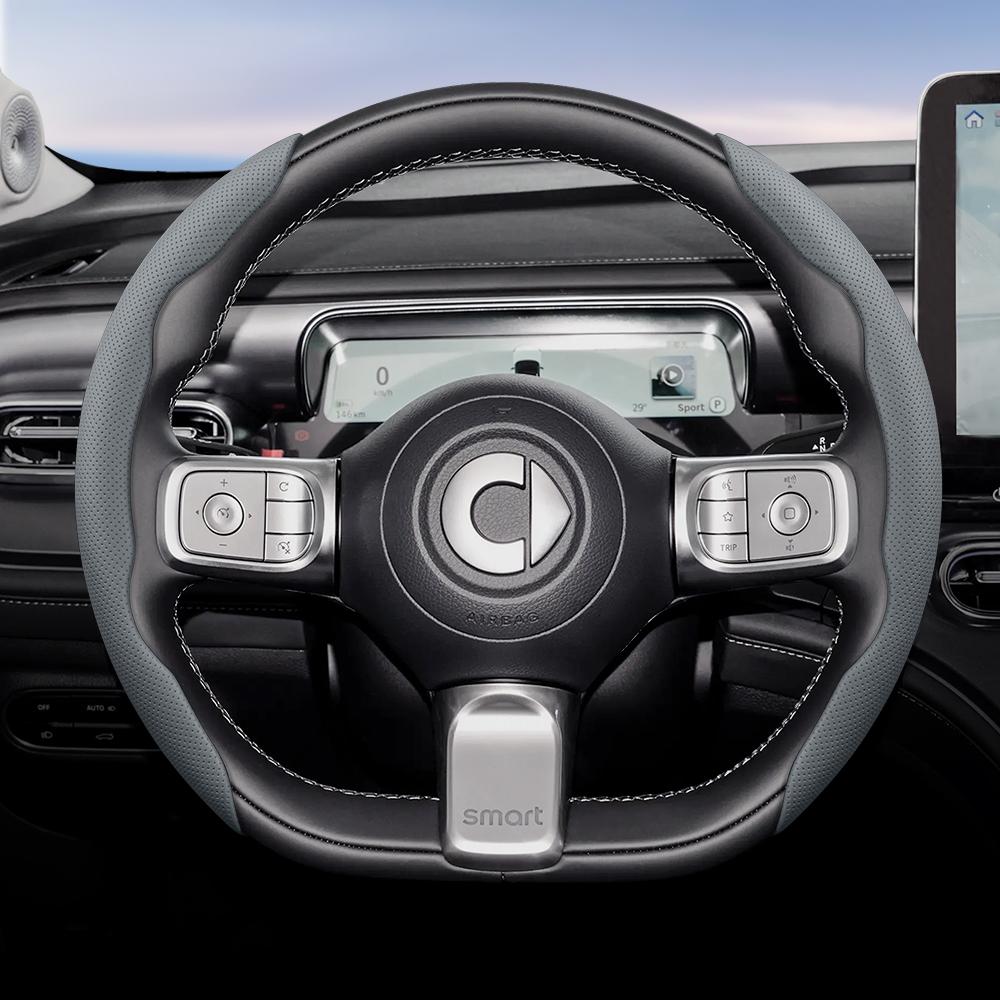 Vcxja9 Vhodné pro Smart Prodyšný Kožený Potah Volantu s Dírami Segmentovaný Design Rychloupínání Protiskluzový a Odolný Fortwo 451 450 453
