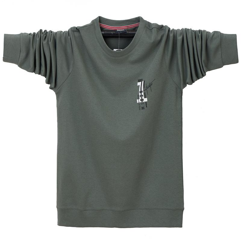 

Корейская версия новой свободной большой мужской теплой повседневной спортивной футболки с лацканами, легкой, мягкой, немнущейся, дышащей, хлопковой, с длинным рукавом M салатный