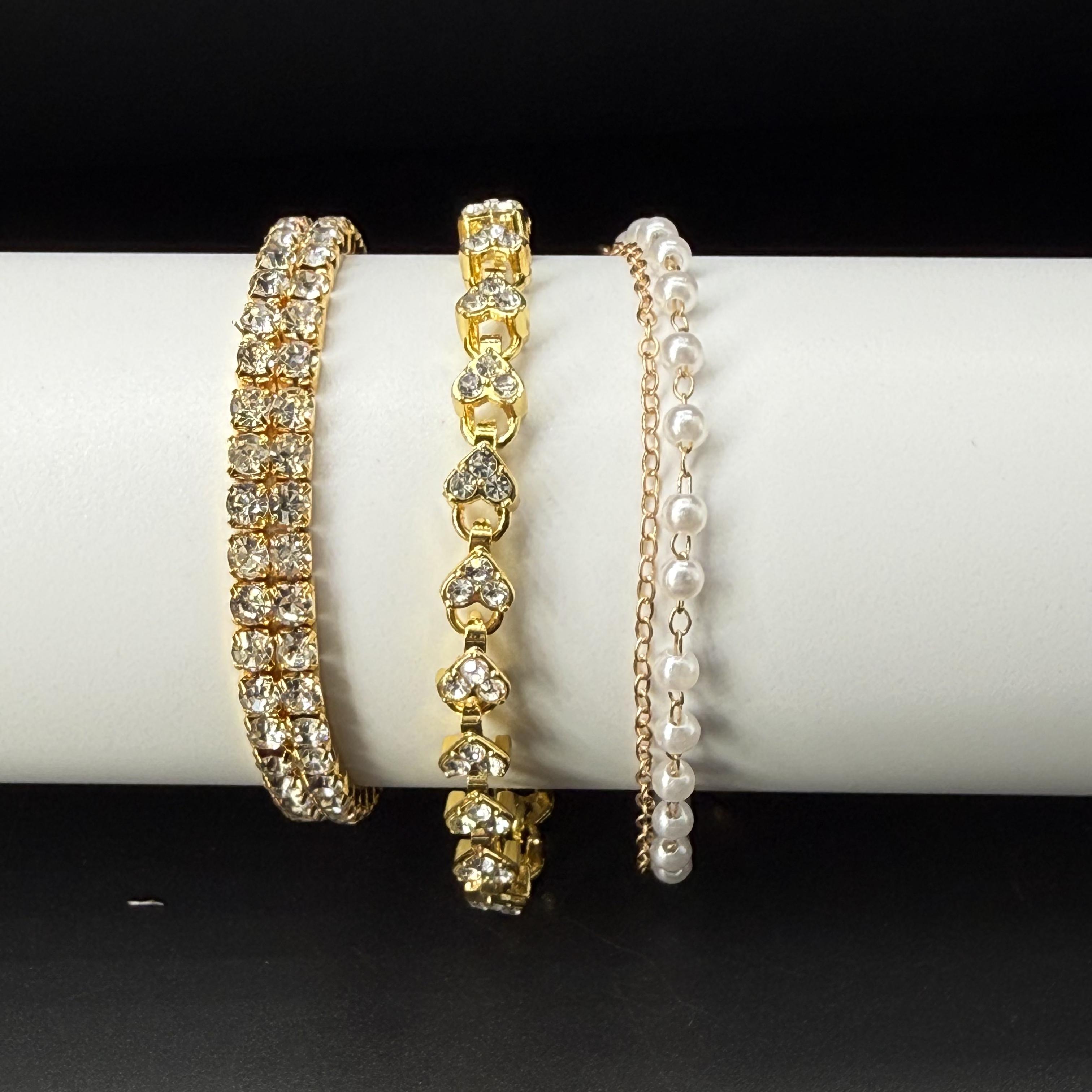 

3-Piece Fashion Bracelet Set Heart-Shaped Bracelet Premium Gold-Plated Bracelet Halloween Gift Jewellery Birthday Present