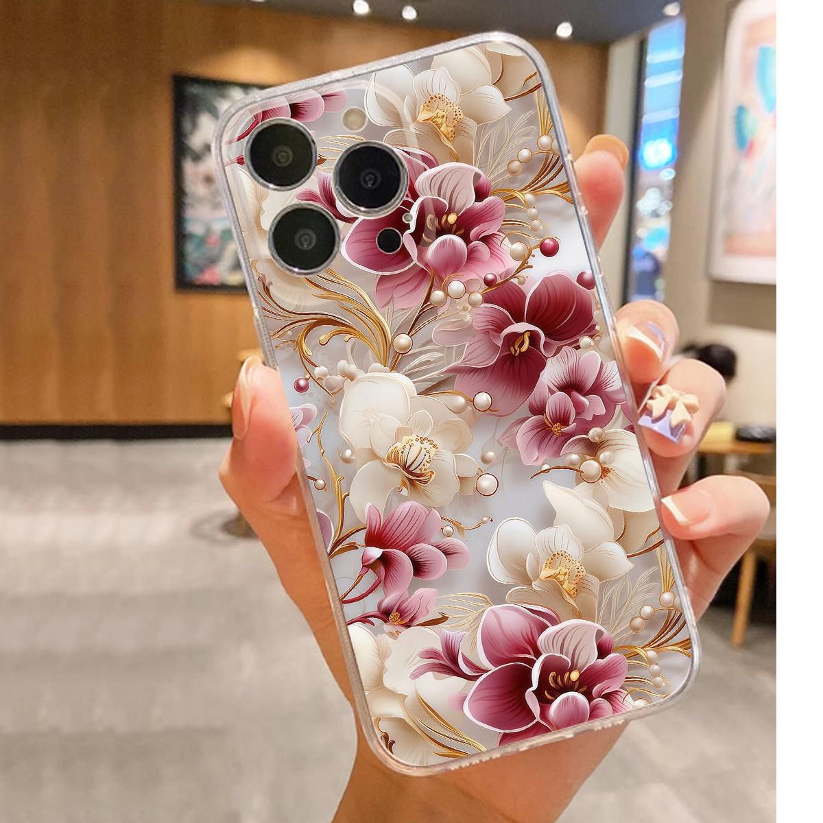 Apricot Blossom Transparent Anti-fall Case for iPhone 14-17 Promax Series Huawei P20 Lite прозрачный