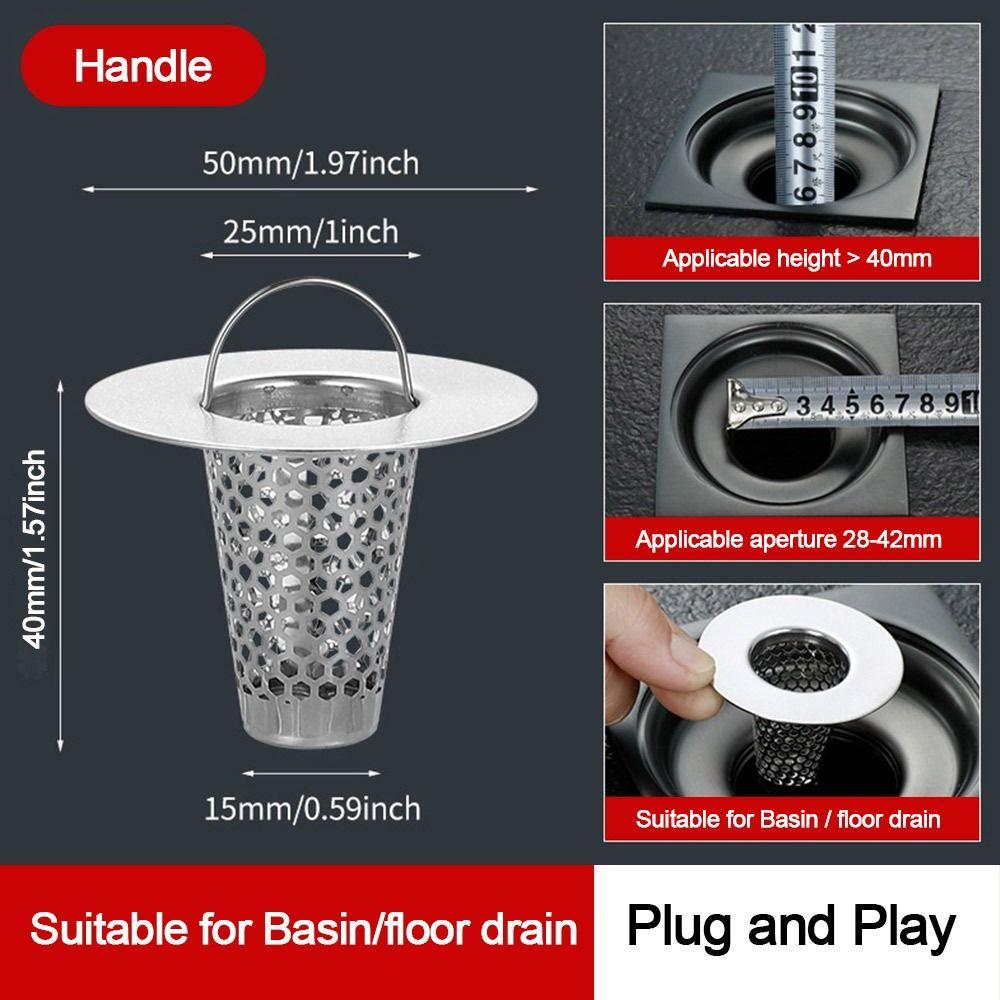 Anti Clog Drain Filter Stainless Steel Waste Catcher Sink Strainer  Kitchen Bathroom Accessories