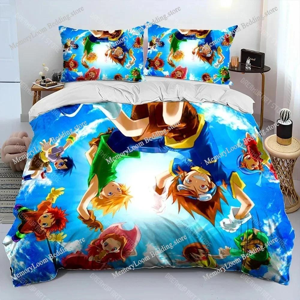Digimon Adventure Monster Bedding Set,Boy&Girl Duvet Cover Pillow Case Gift, Home Bedroom Quilt Set Large King
