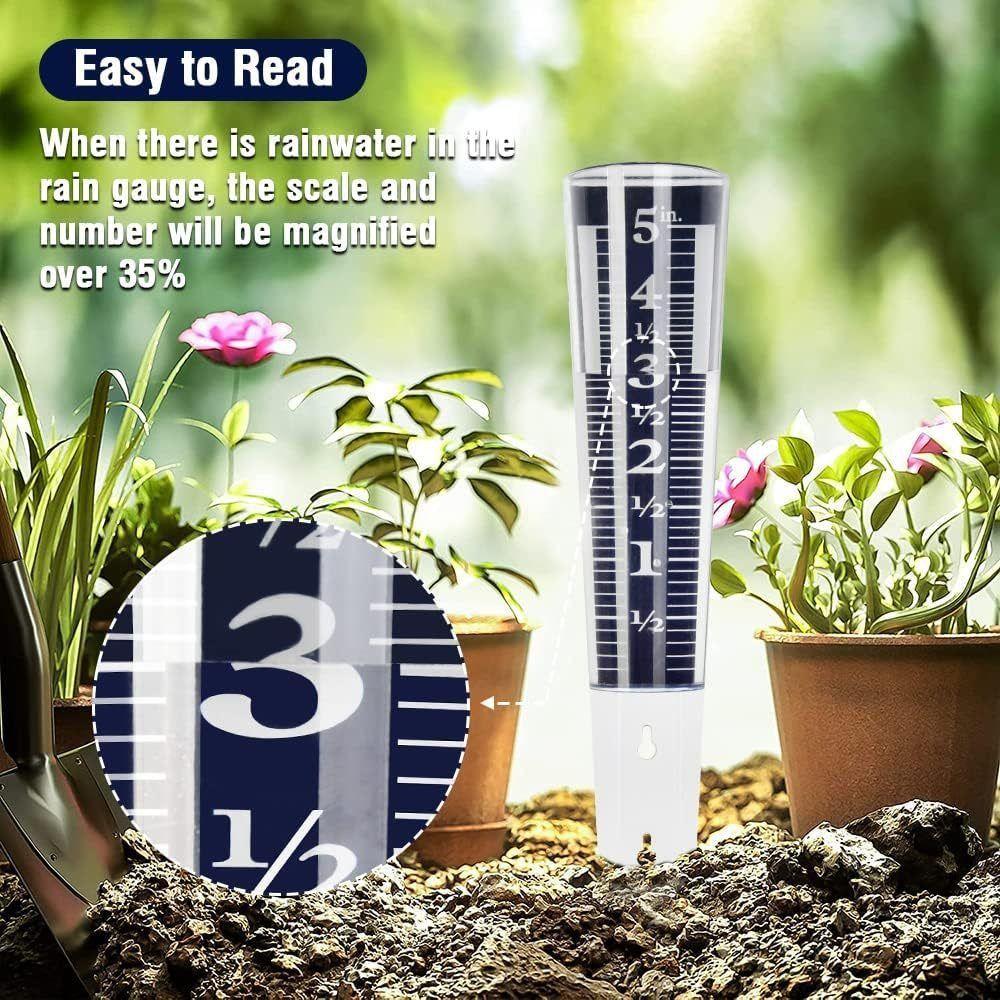 5 Inch Capacity Rain Gauge Magnifying Numbers Rainfall Monitoring Rain Measure Gauge  Yard