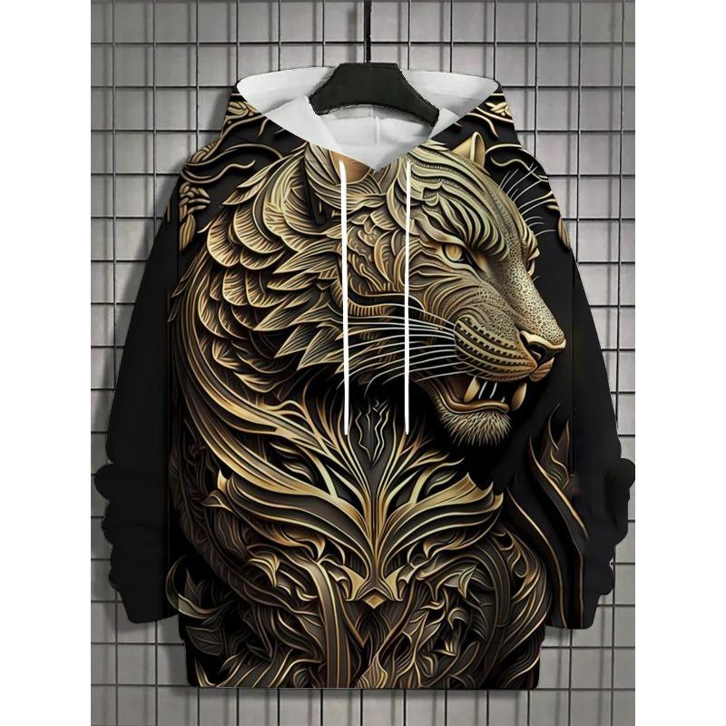 Bandana Print Men's Fashion 3D Print Hoodie Hoodies Blue Brown Crew Neck Fall Winter Designer Hoodie Sweatshirt