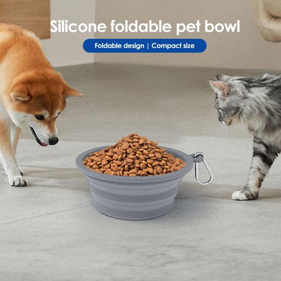 Ciotola Pieghevole per Cani, Ciotola Pieghevole per Gatti con Moschettone, Ciotola Portatile in Silicone per Animali Domestici Cani Gatti Viaggio Campeggio