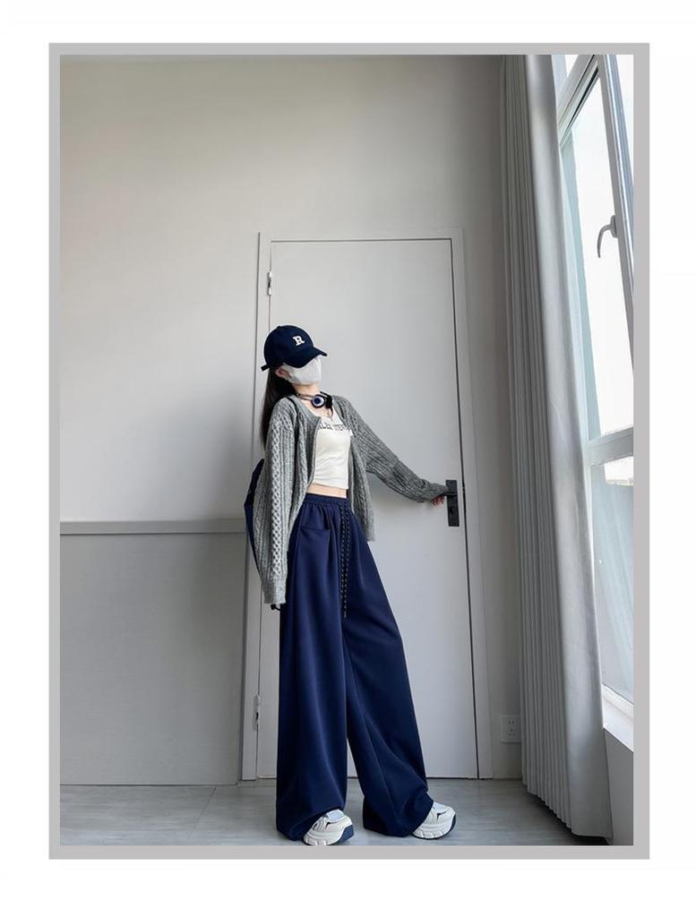 White High-Waist Wide-Leg Pants: Spring/Autumn 2025 - Slimming, Loose, Floor-Length Sweatpants for Women