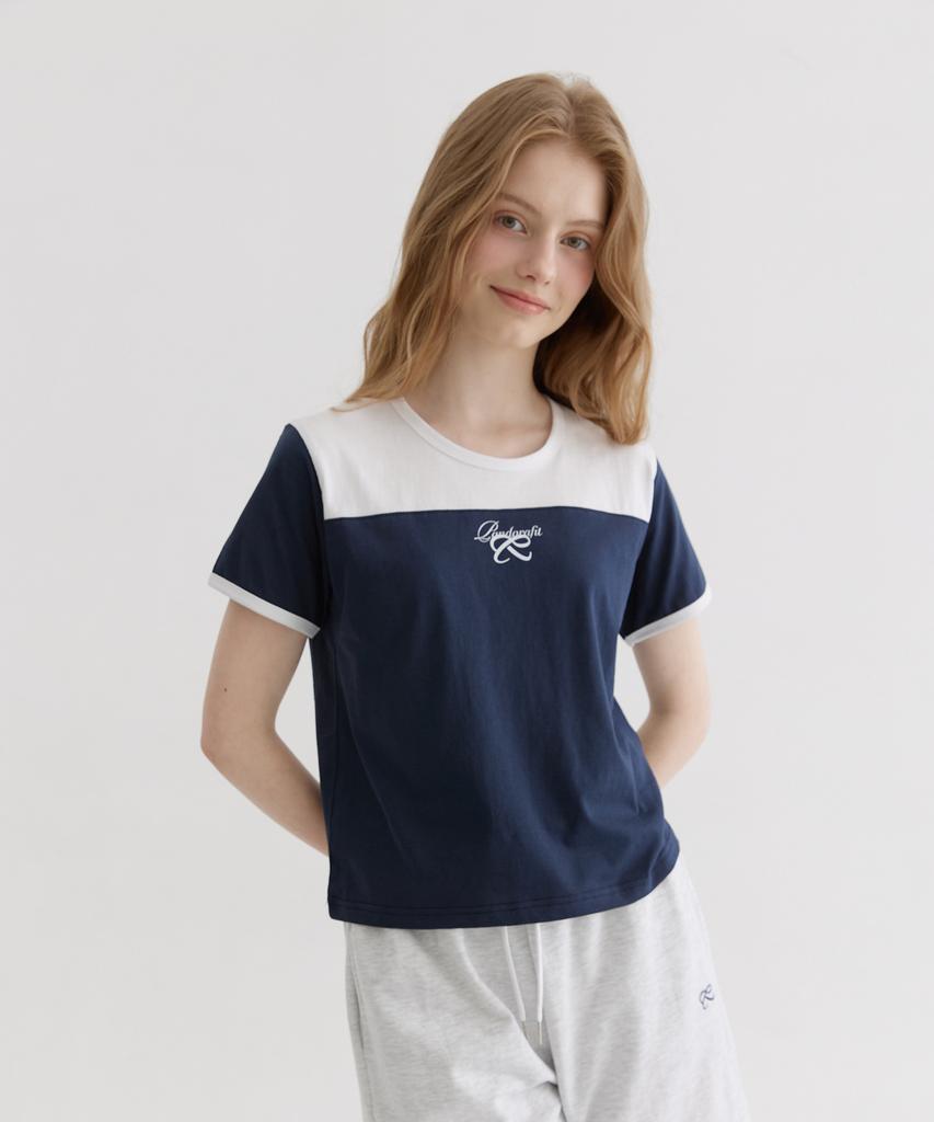 PANDORAFIT Two-Tone Logo T-Shirts (Navy)