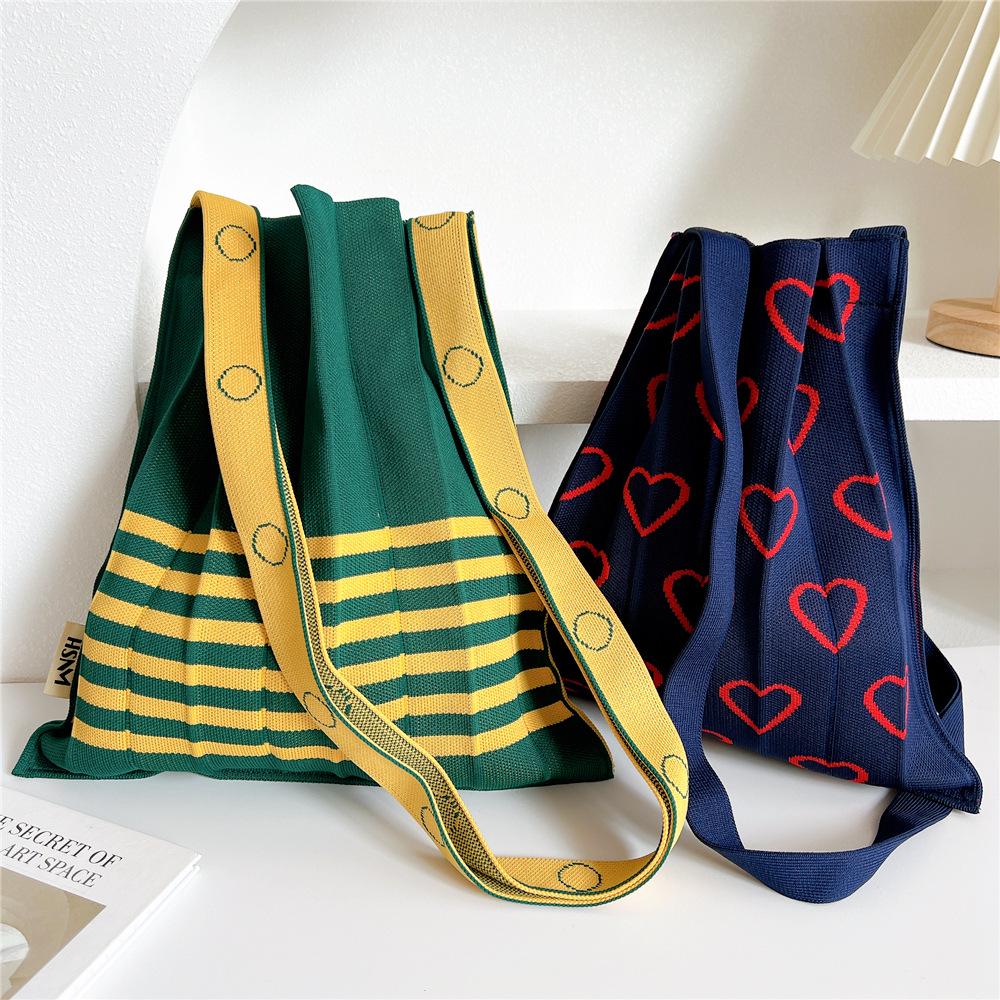 INS Accordion Pleated Crossbody & Shoulder Bag - Knitted, Foldable, Fashionable Design from Korea