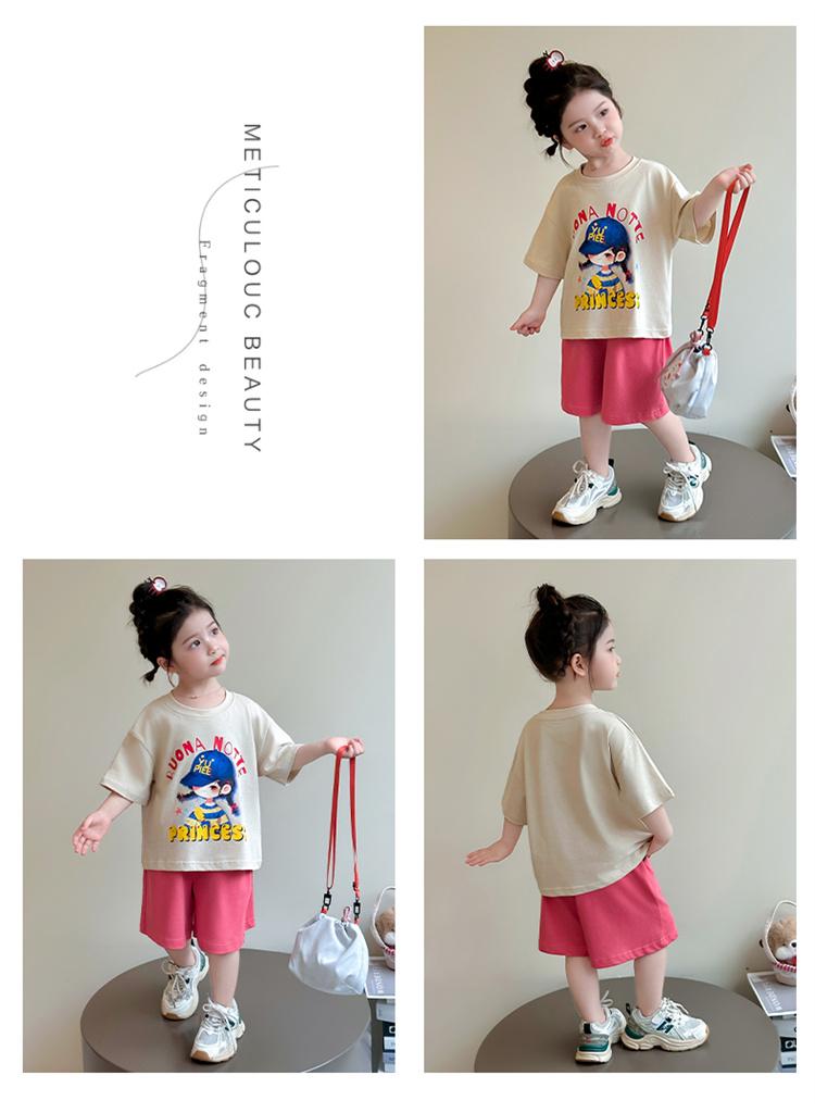 Girls' Summer Short Sleeved Set 2026 New Children's Summer Shorts Two Piece Set Baby Stylish Sportswear