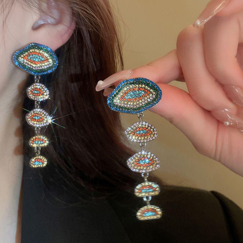 

Ретро серьги «Серебряная игла» с инкрустацией бриллиантами, кристаллами и жемчугом - Роскошные длинные серьги в европейском и американском стиле для женщин