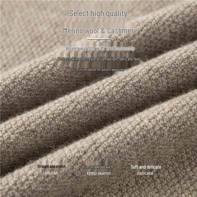 Hengyuanxiang Men's Lamb Wool & Cashmere Blend Sweater