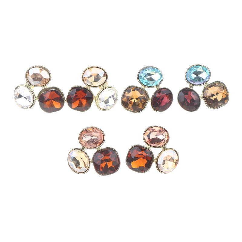 1Pair Square Oval Rhinestone Geometric Stud Earrings For Women Medieval Vintage Light Luxury Simple Jewelry