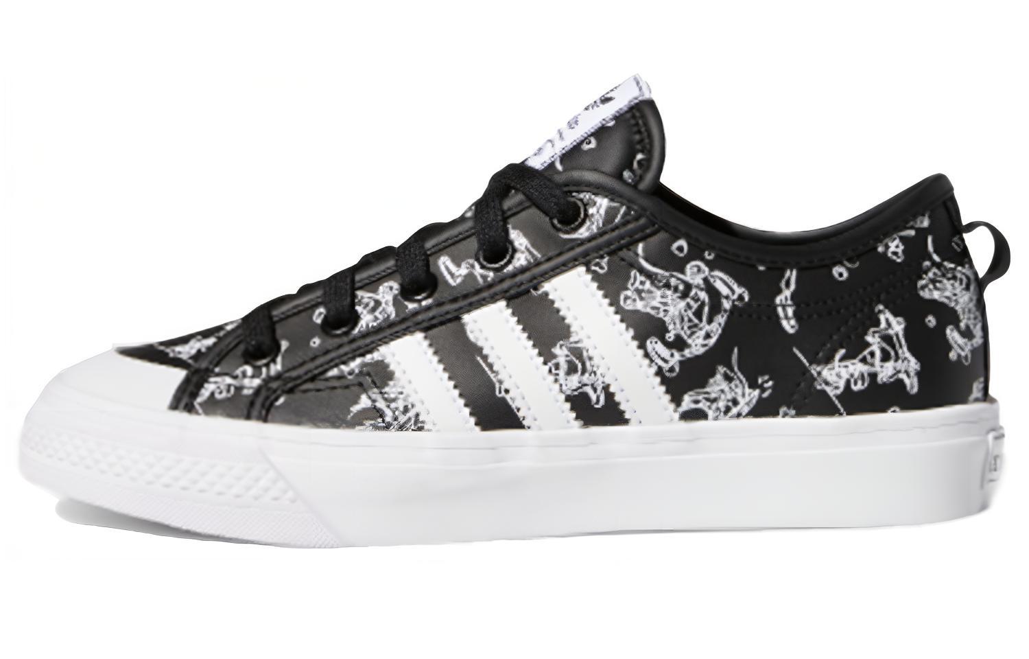 Disney x Adidas Originals NIZZA Гуфи Нескользящая Амортизация Низкие Скейтбордические Кроссовки Черный Подростки FW9596 36