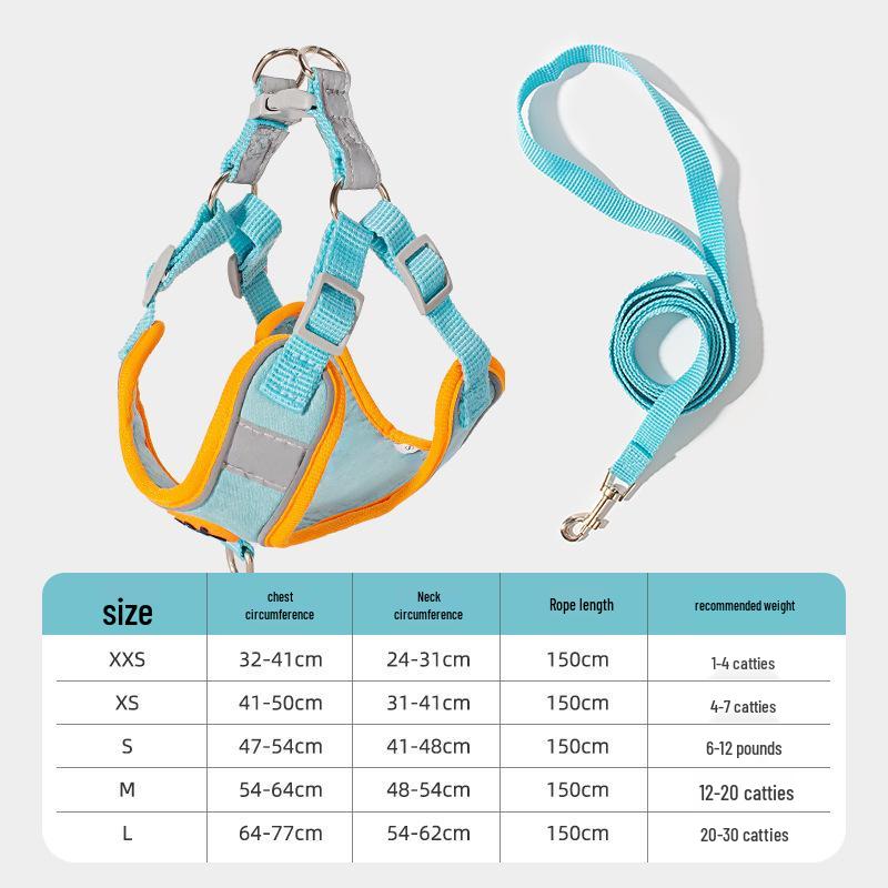 Reflective Adjustable Dog Harness and Leash Set for Small Breeds - Breathable Vest Style