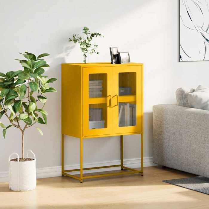 VidaXL Buffet haut jaune moutarde 68x39x107 cm acier, armoire, armoire de rangement, buffet haut, armoire latérale, armoire 853377