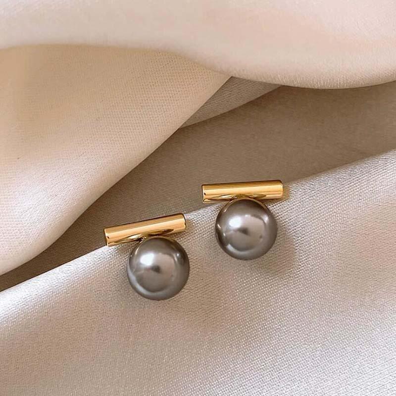 Female Retro Temperament Niche Earrings серый
