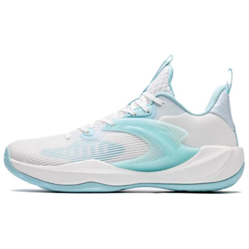 Anta Легкая Кавалерия 9 Амортизаторов Нескользящие Износостойкие Низкие Баскетбольные Кроссовки Мужские Белые Серые Синие Кеды 112421610-1 45