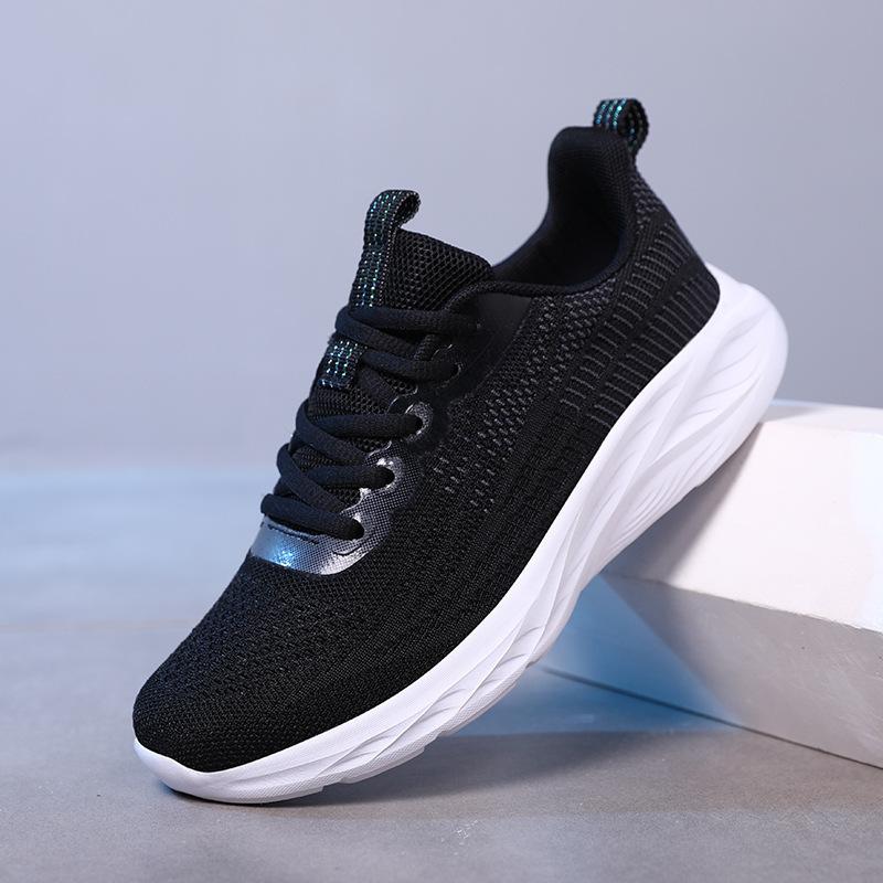 2025 spring new women's shoes flying woven sports shoes breathable mesh casual shoes fashionable multi-color lightweight student shoes