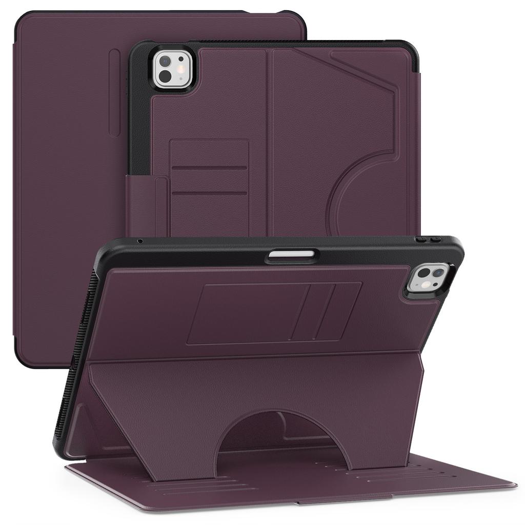 For iPad Pro 13 (2025)/13 (2024) Shockproof Case PC+TPU+PU U-Shape Stand Tablet Cover with Card Slots