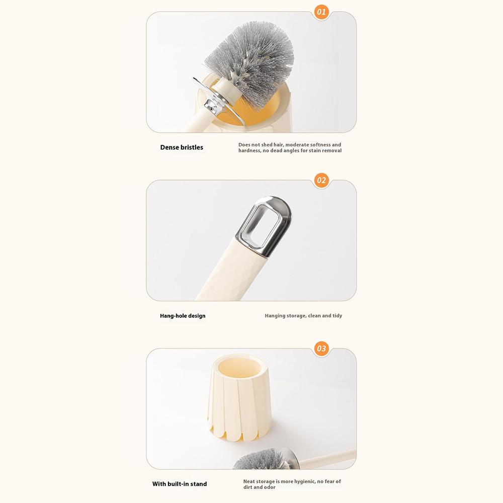 Toilet Brush Set With Long Handle No Dead Angle Cleaning Round Head Brush For Bathroom Home Use